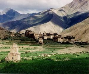 Puzle Aldeia ou povoado na paisagem, no Nepal