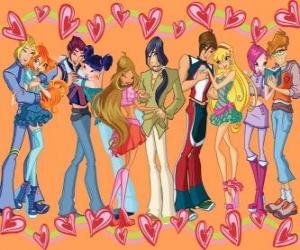 Puzle Algumas das Winx Club com seus namorados