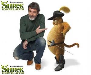 Puzle Antonio Banderas prevê a voz do o Gato de Botas no mais recente filme Shrek para Sempre