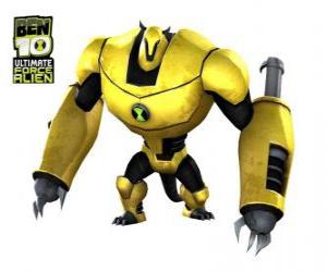 Puzle Armaru ou Armodrillo, alien robusta como um tatu robô do planeta Terraexcava. Ben 10 Ultimate Alien