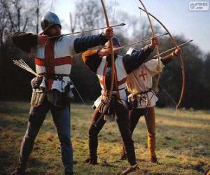 Puzle Arqueiros, soldados medievais, armados com um arco