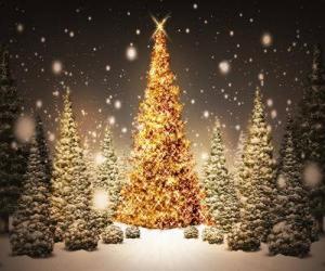 Puzle Árvore de Natal ouro