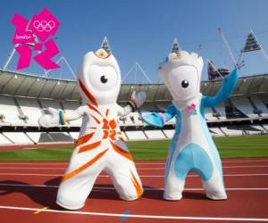 Puzle As mascotes dos Jogos Olímpicos e Paraolímpicos de Londres 2012 são Wenlock e Mandeville