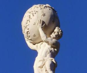 Puzle Atlas ou Atlante, titã na mitologia grega que sustenta a Terra sobre seus ombros
