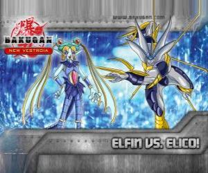 Puzle Bakugan Elfin contra Bakugan Elico