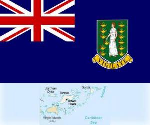 Puzle Bandeira das Ilhas Virgens Britânicas, território britânico ultramarino nas Caraíbas o no Caribe