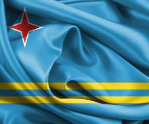 Puzle Bandeira de Aruba, território autônomo neerlandês das Caraíbas ou do Caribe