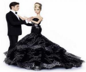 Puzle Barbie e Ken felices e muito elegantes na celebração da Véspera de Ano-Novo