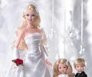 Puzle Barbie é a noiva. Barbie com o vestido de noiva