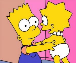 Puzle Bart cuidando de sua irmã Maggie