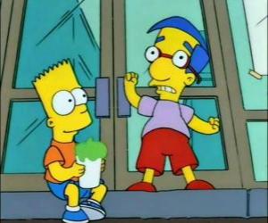 Puzle Bart Simpson e Milhouse Van Houten, dois grandes amigos