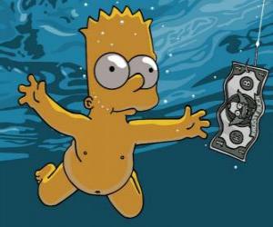 Puzle Bart Simpson subaquática para conseguir um bilhete de um gancho