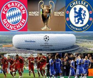 Puzle Bayern de Munique vs Chelsea FC. Final da UEFA Champions League 2011-2012. Allianz Arena, Munique, Alemanha