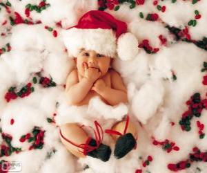 Puzle Bebê com chapéu de Papai Noel