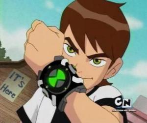 Puzle Ben 10 com o relógio alienígena Omnitrix em seu pulso