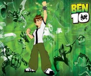 Puzle Ben 10 e alguns dos aliens do Omnitrix no fundo