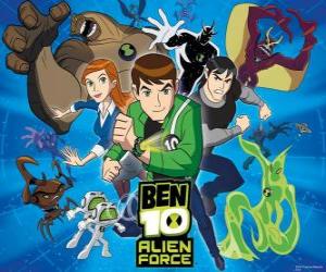 Puzle Ben, Gwen e Kevin, os protagonistas humanos de Ben 10 e as seus 10 personalidades alienígenas originais