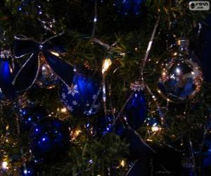 Puzle Bolas azuis, decorar uma árvore de Natal
