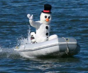 Puzle Boneco de neve em um barco