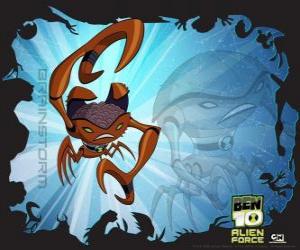 Puzle Brainstorm, um alienígena crustáceo gênio em Ben 10 Alien Force