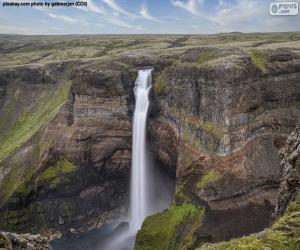 Puzle Cachoeira Háifoss, Islândia