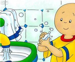 Puzle Caillou lava as mãos