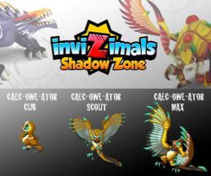 Puzle Calc-Owl-Ator Cub, Calc-Owl-Ator Scout, Calc-Owl-Ator Max. Invizimals A nova dimensão. O mais inteligente Invizimals até aprendeu a contar