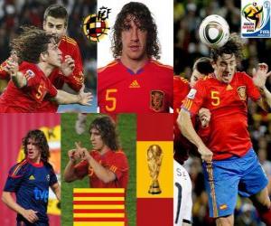 Puzle Carles Puyol (O chefe da Espanha), a defesa da equipe espanhola