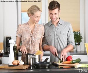 Puzle Casal na cozinha