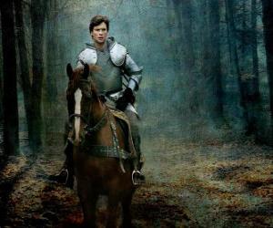 Puzle Cavaleiro na armadura montado em seu cavalo
