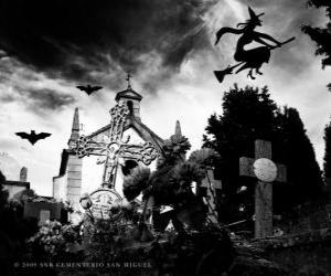 Puzle Cemitério no dia de Halloween
