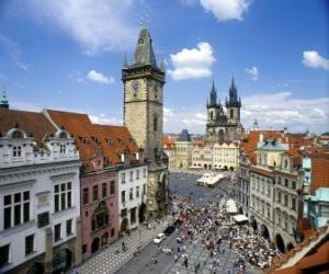 Puzle Centro Histórico de Praga, na República Tcheca.
