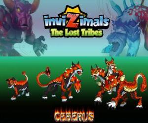 Puzle Cerberus, última evolução. Invizimals Tribos Perdidas. Temível e terrível cão de três cabeças