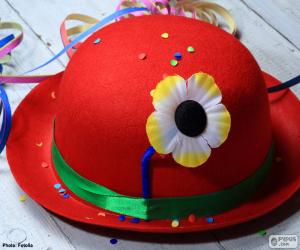 Puzle Chapéu vermelho com uma flor