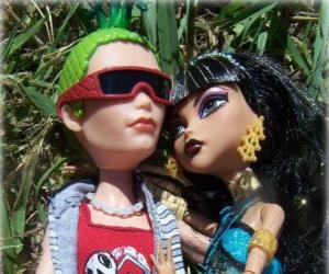 Puzle Cleo e Deuce, casal de monstros na escola Monster High