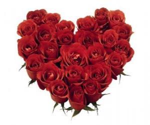 Puzle Coração feito de rosas vermelhas