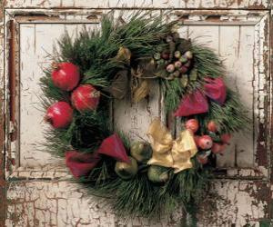 Puzle Coroa de Natal pendurada na porta de uma casa