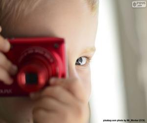 Puzle Criança com câmera fotográfica