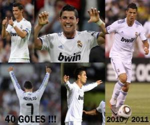 Puzle Cristiano Ronaldo, maior artilheiro da história da liga espanhola, 2010 - 2011