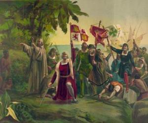 Puzle Cristóvão Colombo com a espada toma posse das novas terras