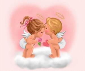 Puzle Cupids apaixonados num coração dos Namorados