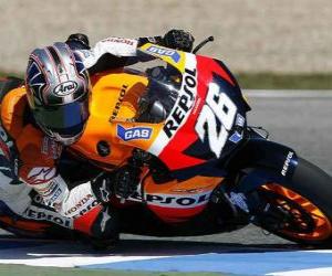 Puzle Dani Pedrosa pilota seu moto GP