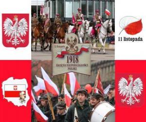 Puzle Dia Nacional da Polônia, 11 de Novembro. Comemoração da Independência da Polônia em 1918