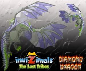 Puzle Diamond Dragon. Invizimals Tribos Perdidas. Dragão invizimal com todo o corpo coberto de diamantes