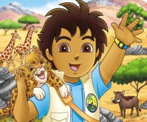 Puzle Diego e o Bebê Jaguar ajudar os animais em perigo na serie Go, Diego, Go!