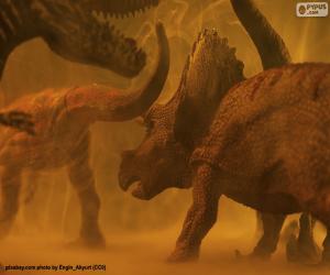 Puzle Dinossauro e triceratops