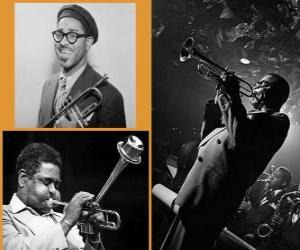 Puzle Dizzy Gillespie (1917 - 1993) cantor, trompetista e compositor de jazz