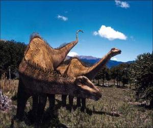 Puzle Dois dinossauros na paisagem