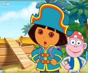 Puzle Dora, a aventureira, a capitão pirata
