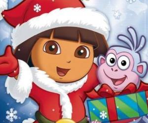 Puzle Dora a aventureira deseja-lhe boas festas de Natal